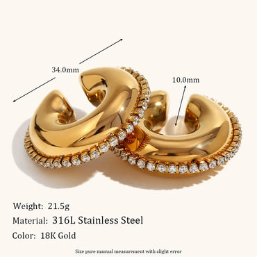 Simple Style Geometric Stainless Steel Inlay Zircon Ear Cuffs 1 Pair