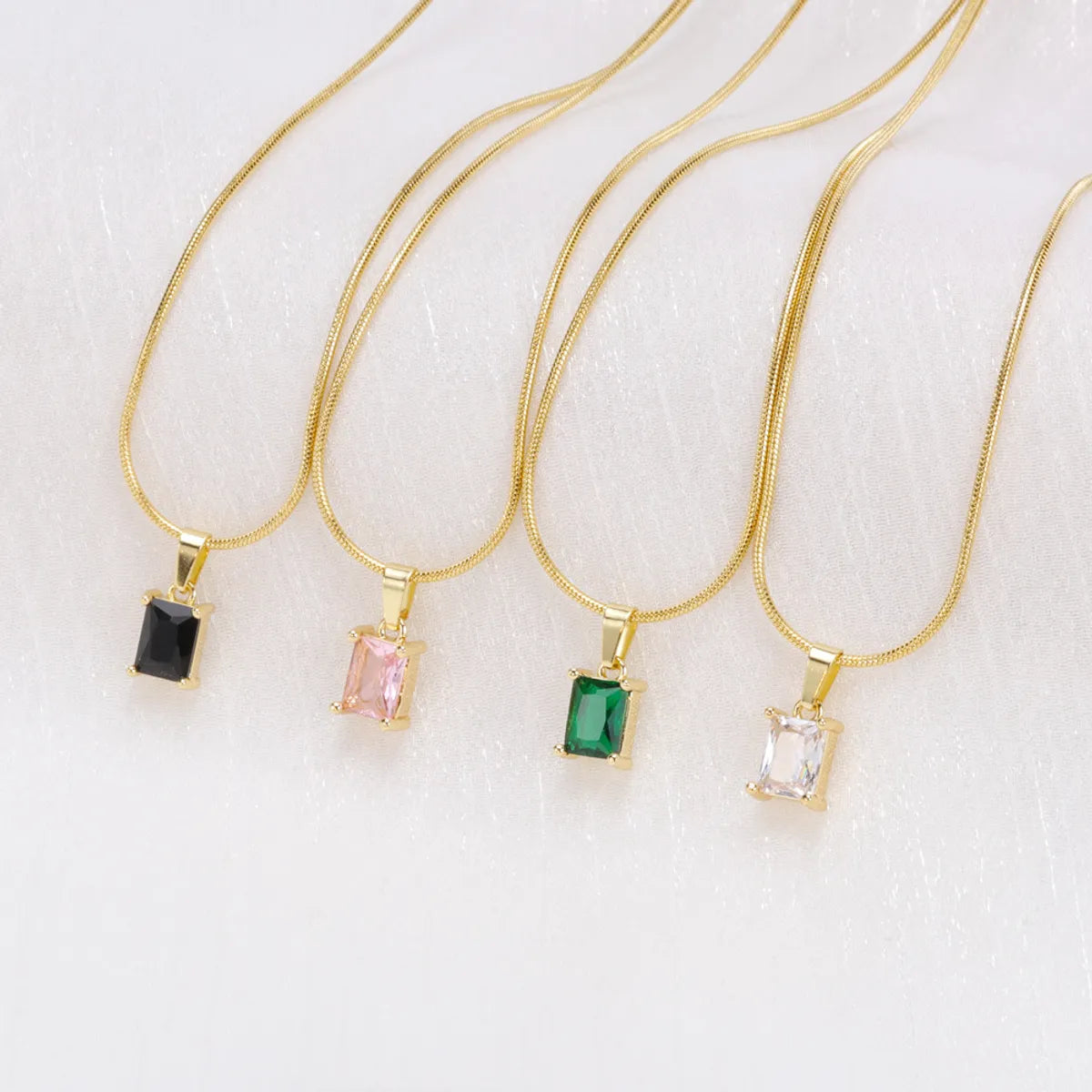 Simple Style Geometric Stainless Steel Inlay Zircon Pendant Necklace