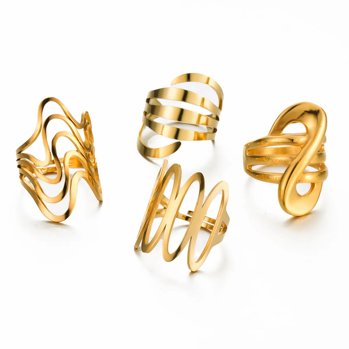 Simple Style Geometric Stainless Steel Irregular Plating Rings