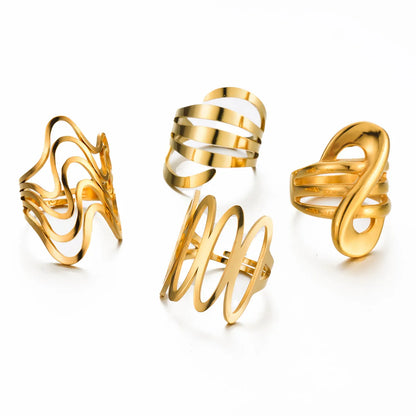 Simple Style Geometric Stainless Steel Irregular Plating Rings