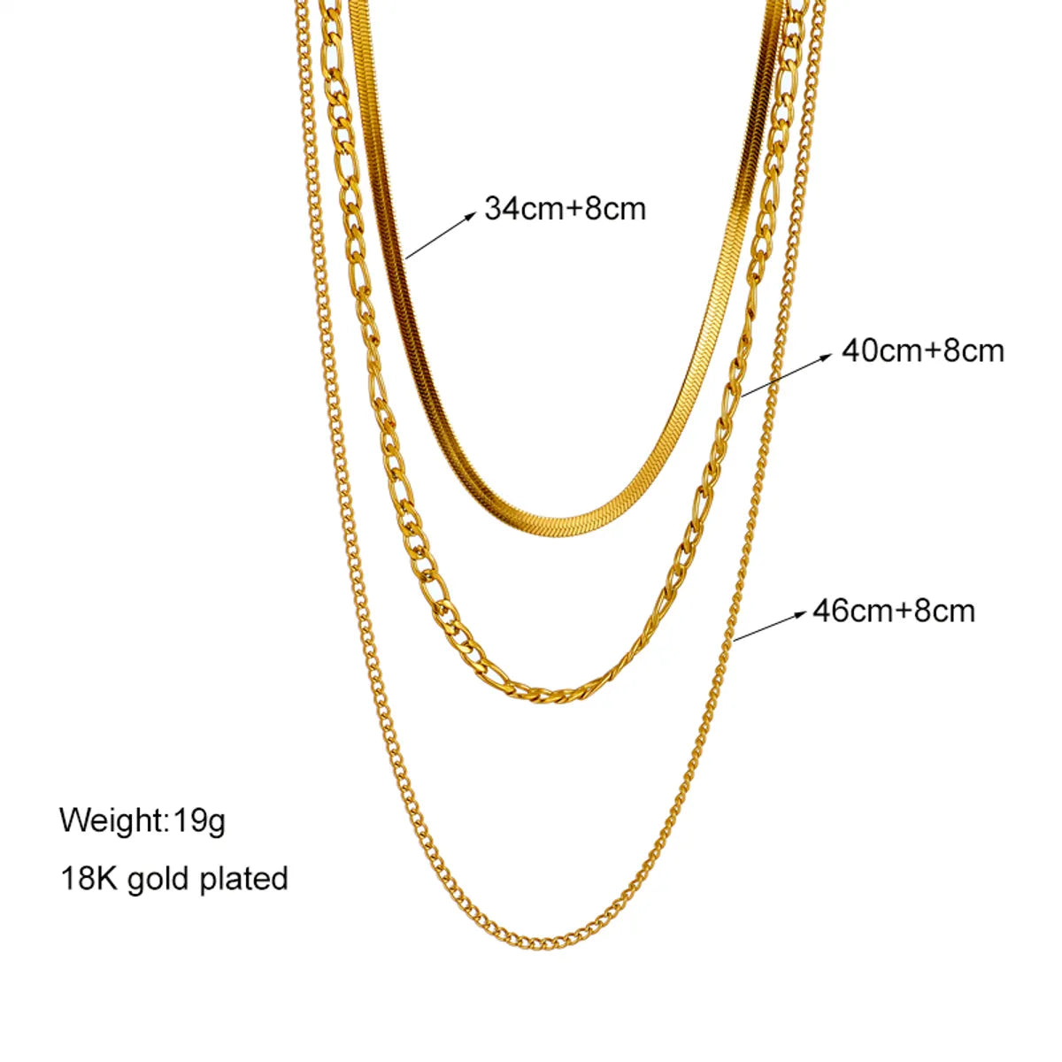 Simple Style Geometric Stainless Steel Layered Necklaces Gold Plated Stainless Steel Necklaces