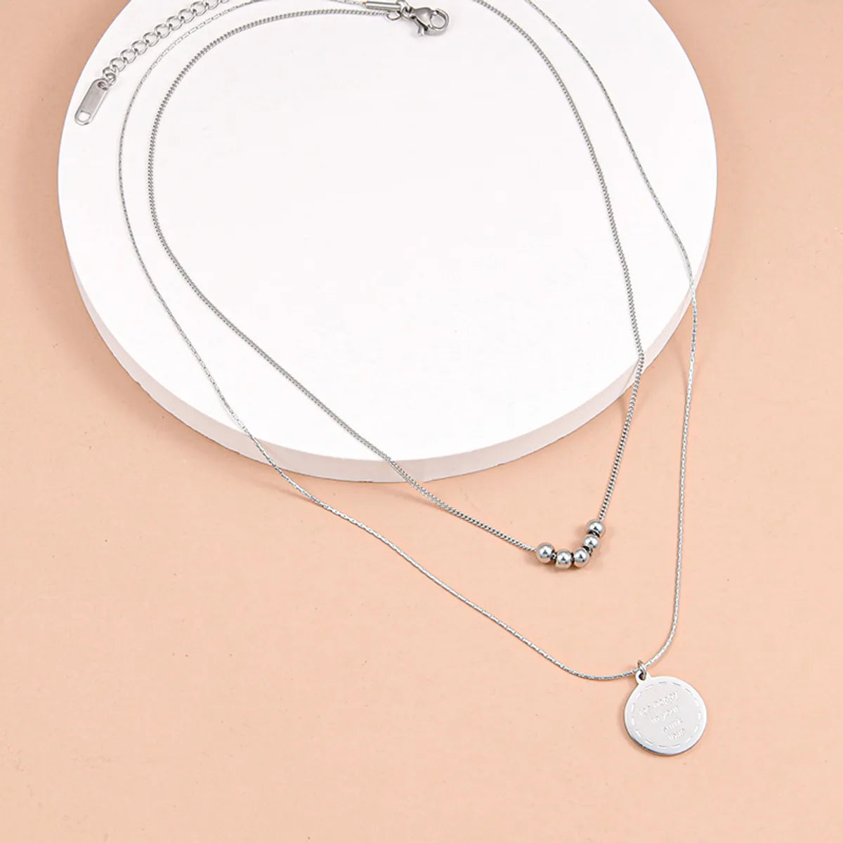 Simple Style Geometric Stainless Steel Layered Necklaces Plating Stainless Steel Necklaces