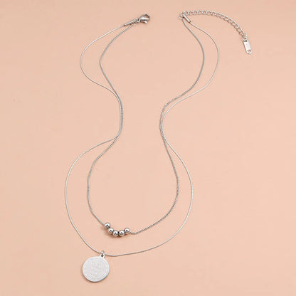 Simple Style Geometric Stainless Steel Layered Necklaces Plating Stainless Steel Necklaces