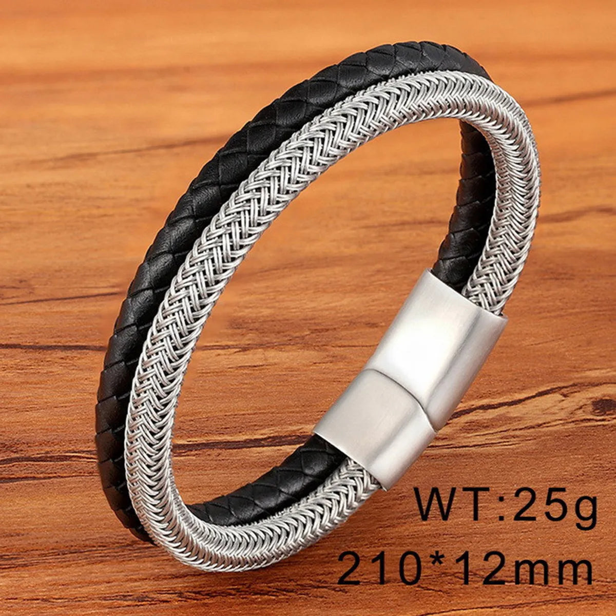 Simple Style Geometric Stainless Steel Leather Rope Plating Men'S Bangle