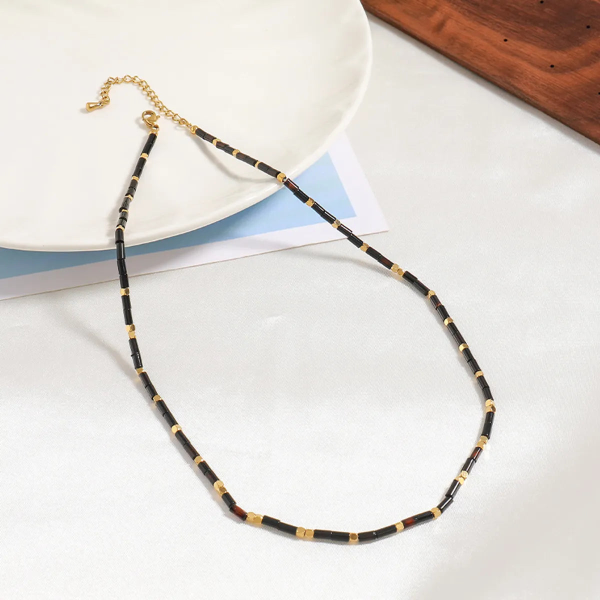 Simple Style Geometric Stainless Steel Natural Stone Beaded Choker