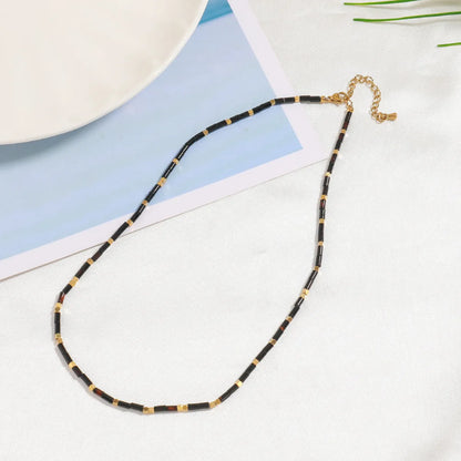 Simple Style Geometric Stainless Steel Natural Stone Beaded Choker