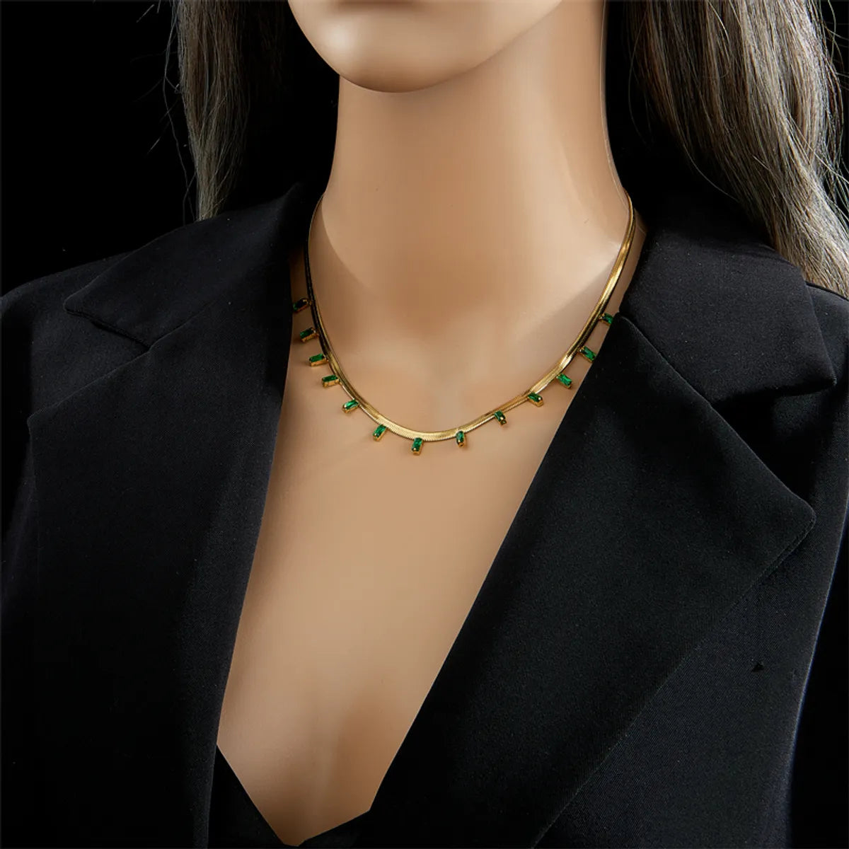 Simple Style Geometric Stainless Steel Necklace Gold Plated Rhinestone Stainless Steel Necklaces