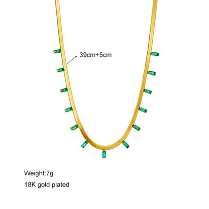 Simple Style Geometric Stainless Steel Necklace Gold Plated Rhinestone Stainless Steel Necklaces