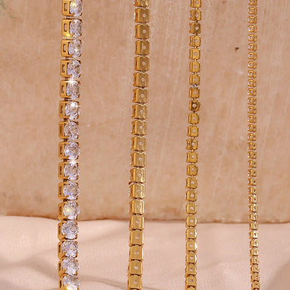 Simple Style Geometric Stainless Steel Plating Zircon Gold Plated Necklace