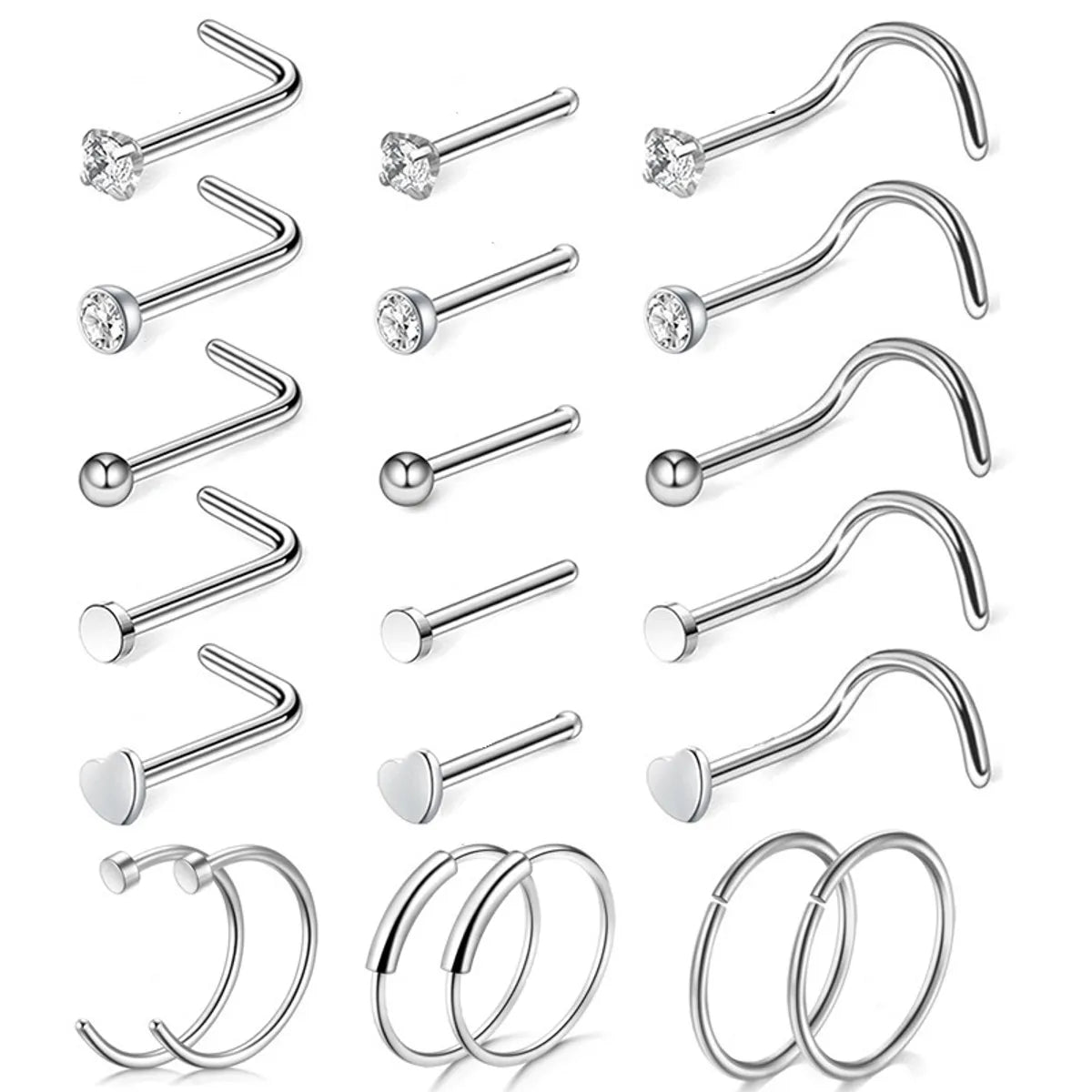 Simple Style Geometric Stainless Steel Nose Studs 1 Set