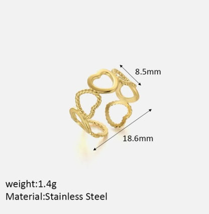 304 Stainless Steel 18K Gold Plated Simple Style Plating Geometric Open Rings