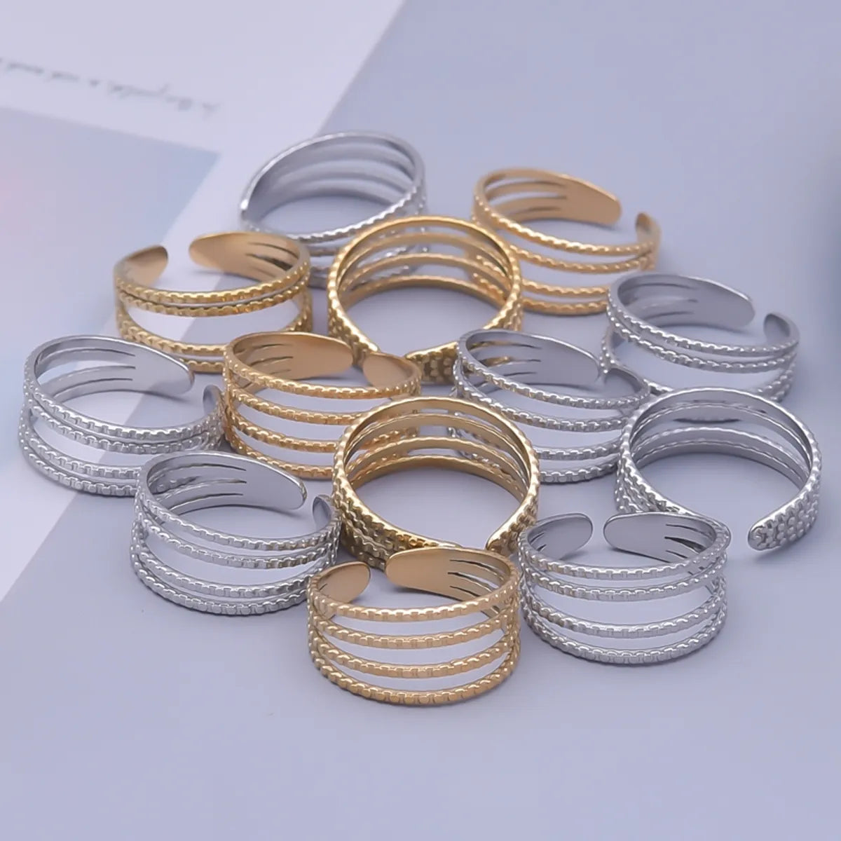 Simple Style Geometric Stainless Steel Plating 18k Gold Plated Open Rings