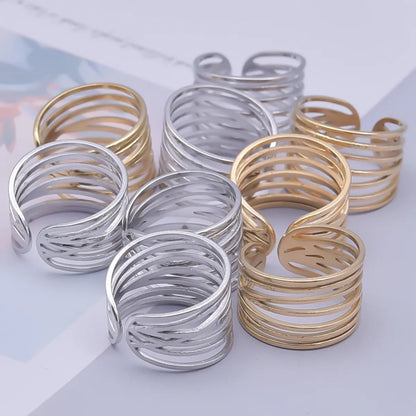 Simple Style Geometric Stainless Steel Plating 18k Gold Plated Open Rings