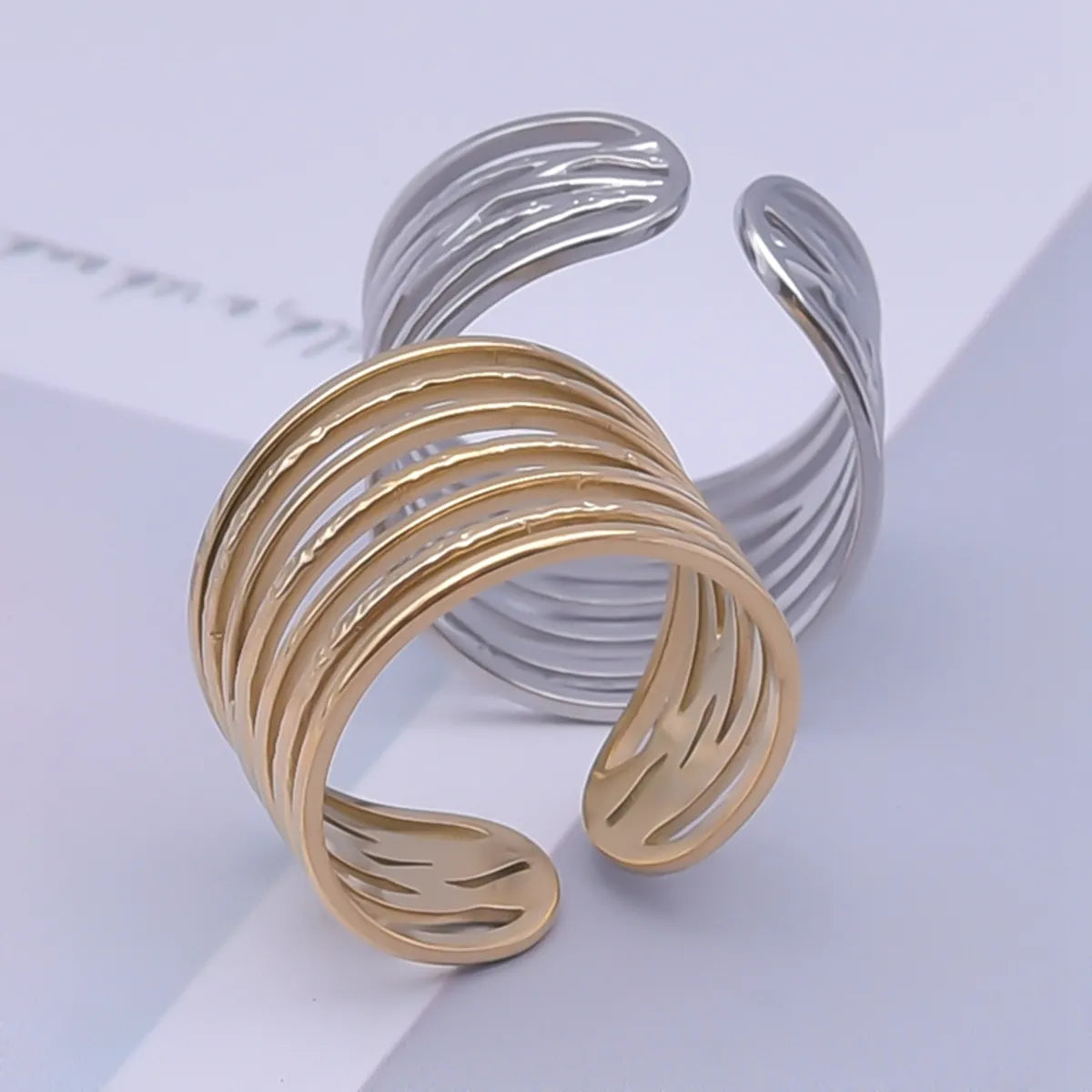 Simple Style Geometric Stainless Steel Plating 18k Gold Plated Open Rings