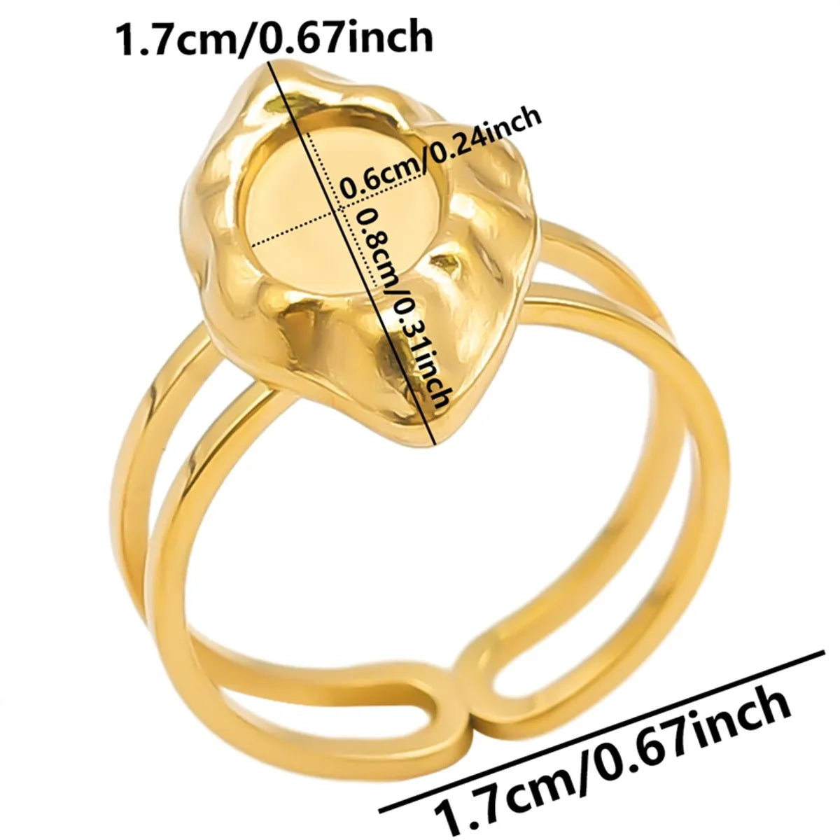 Wholesale Jewelry Simple Style Geometric 304 Stainless Steel 18K Gold Plated Plating Open Rings