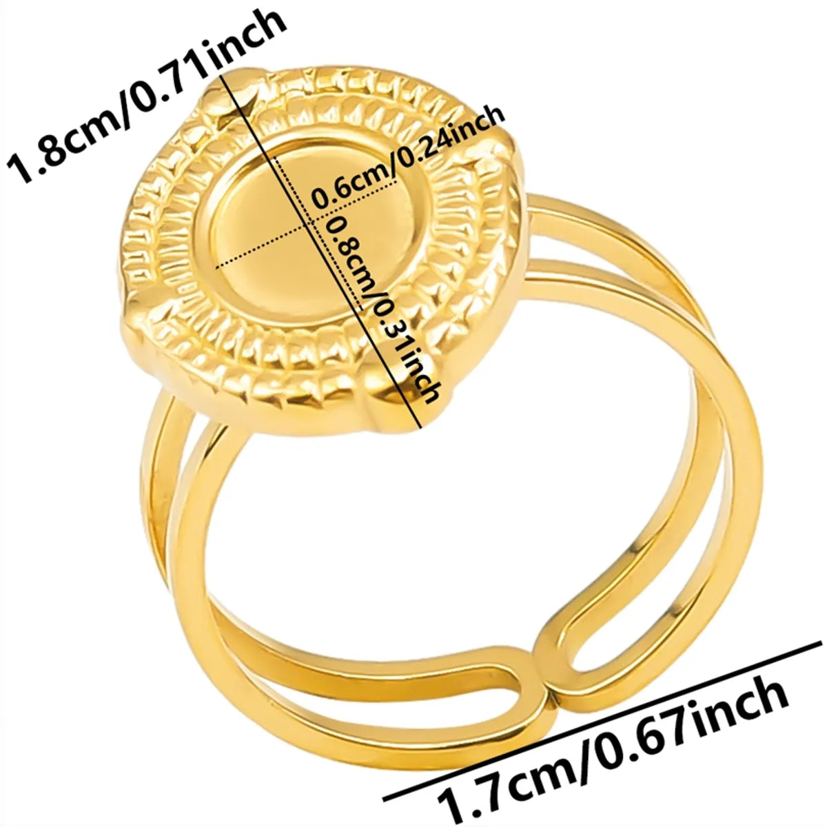 Wholesale Jewelry Simple Style Geometric 304 Stainless Steel 18K Gold Plated Plating Open Rings