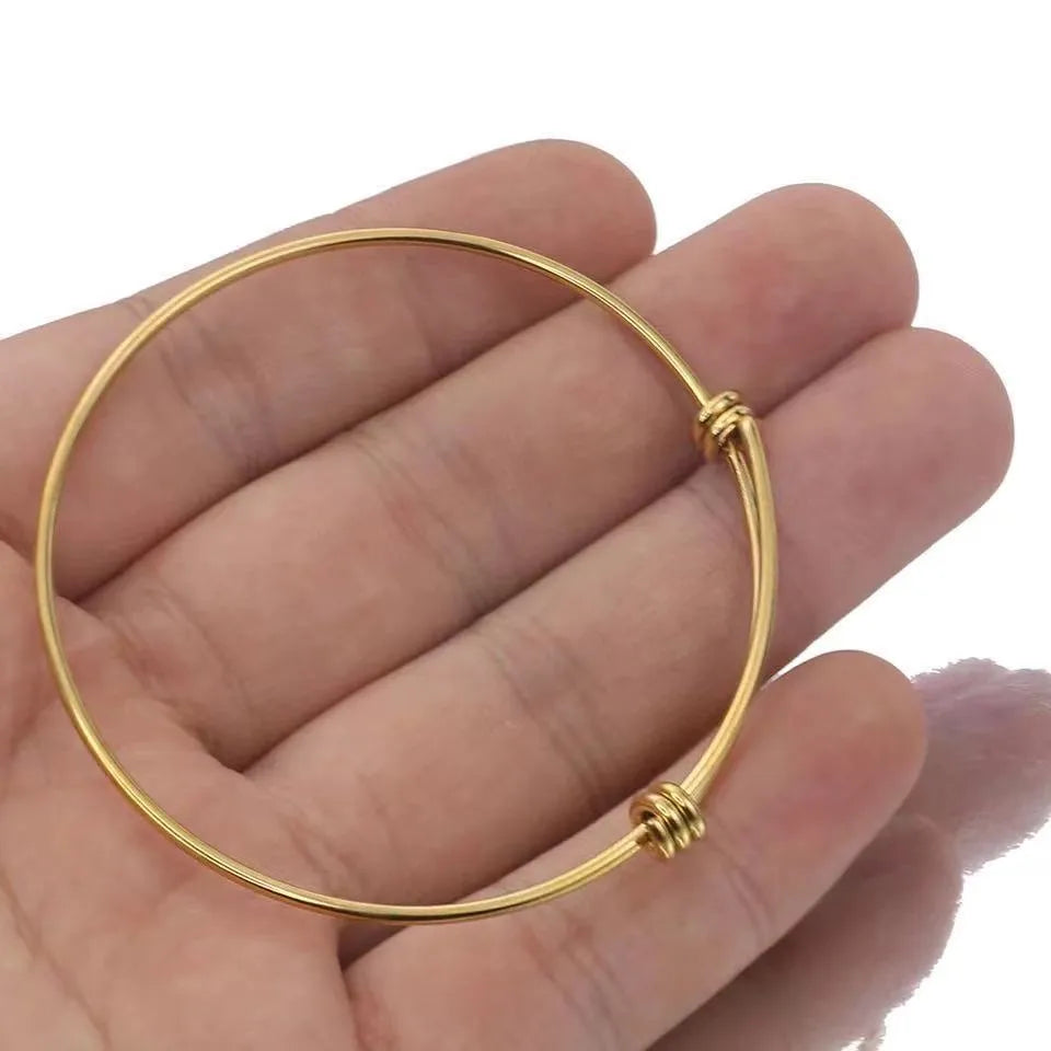 Simple Style Geometric Stainless Steel Plating Bangle