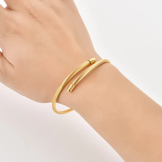 Simple Style Geometric Stainless Steel Plating Bangle