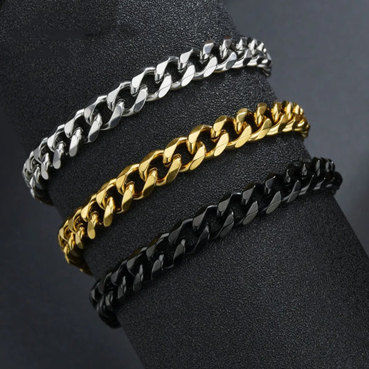 Simple Style Geometric Stainless Steel Plating Men'S Bracelets