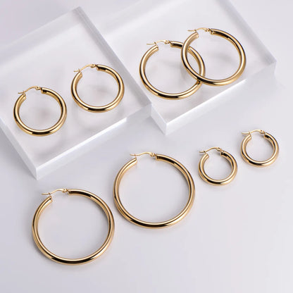 Simple Style Geometric Stainless Steel Plating Earrings 1 Pair