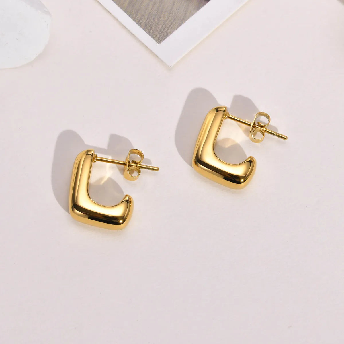 Simple Style Geometric Stainless Steel Plating Earrings 1 Pair