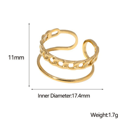 304 Stainless Steel 18K Gold Plated Simple Style Plating Hollow Out Geometric Open Rings