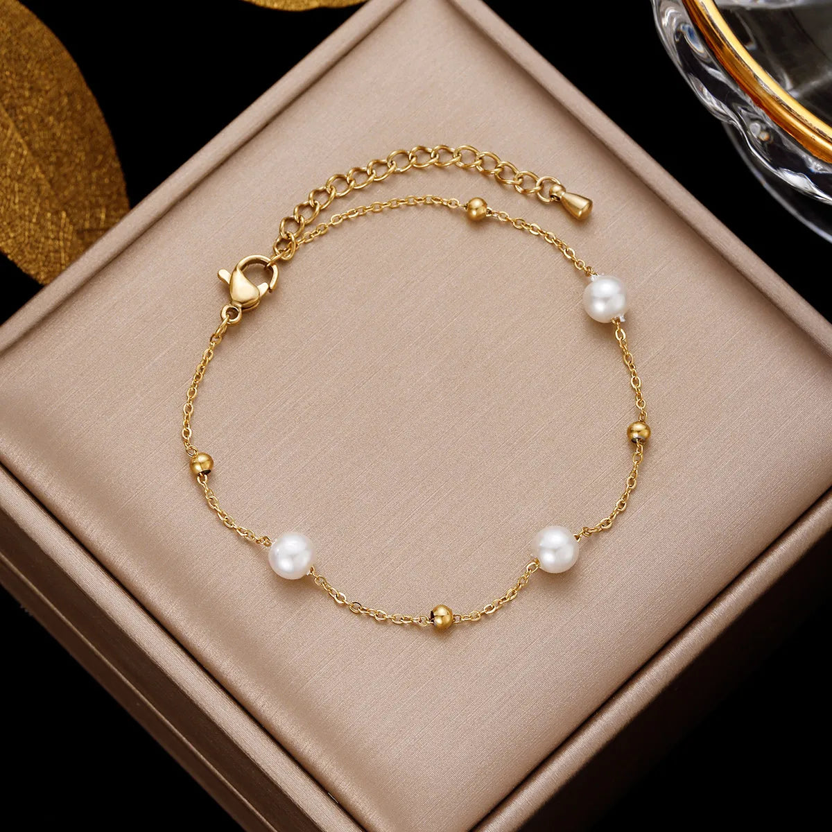 Simple Style Geometric Stainless Steel Plating Inlay Artificial Pearls Bracelets