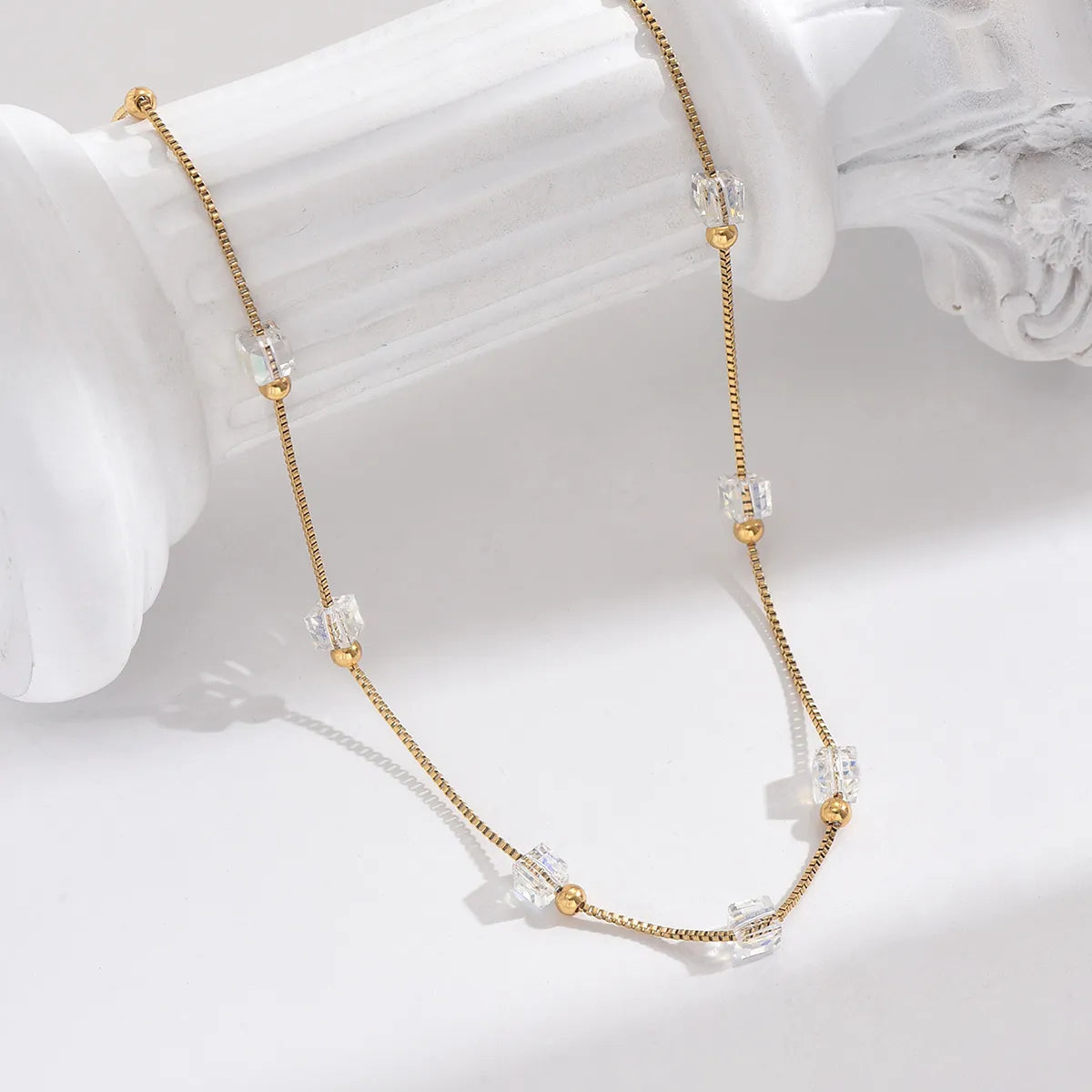 Simple Style Geometric Stainless Steel Plating Inlay Resin 14k Gold Plated Necklace