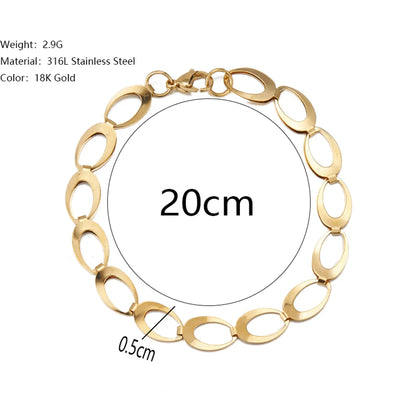 Simple Style Geometric Stainless Steel Plating Inlay Zircon 18k Gold Plated Bracelets