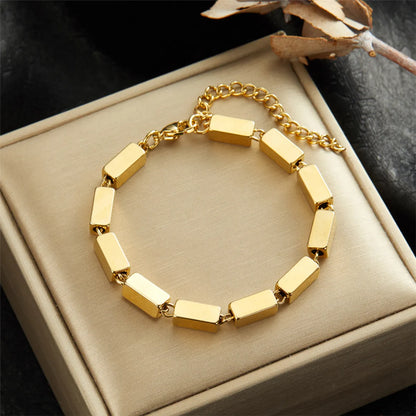 Simple Style Geometric Stainless Steel Plating Inlay Zircon 18k Gold Plated Bracelets