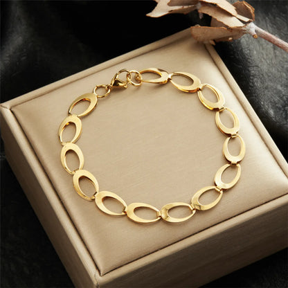 Simple Style Geometric Stainless Steel Plating Inlay Zircon 18k Gold Plated Bracelets