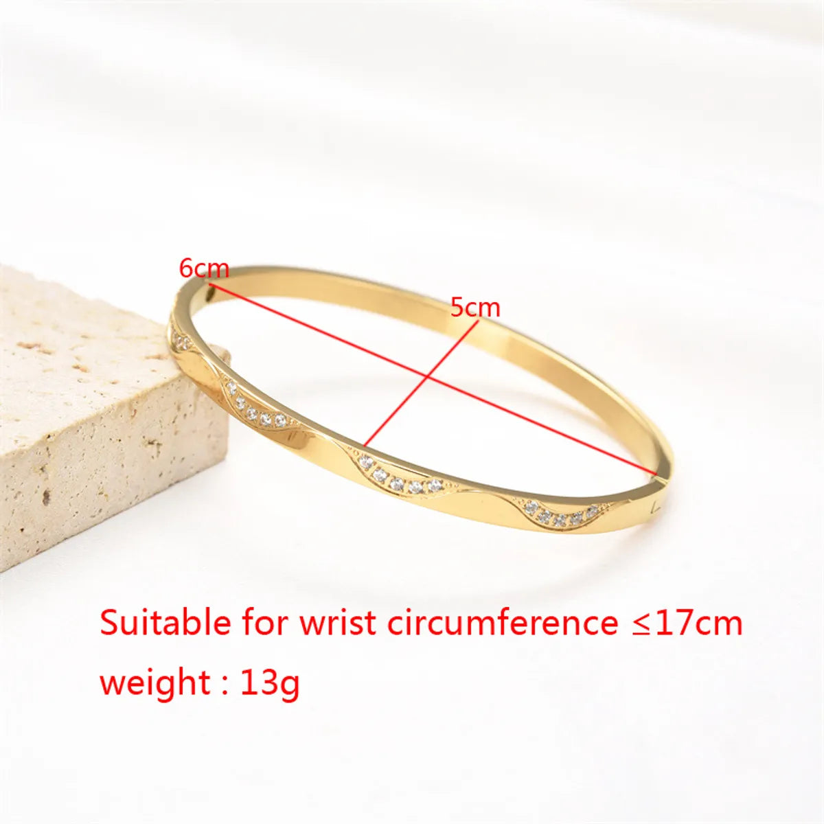 Simple Style Geometric Stainless Steel Plating Inlay Zircon Gold Plated Bangle