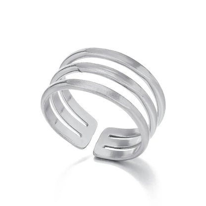 Simple Style Geometric Stainless Steel Plating Open Ring