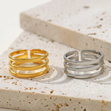 Simple Style Geometric Stainless Steel Plating Open Ring