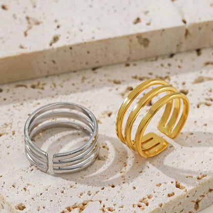 Simple Style Geometric Stainless Steel Plating Open Ring