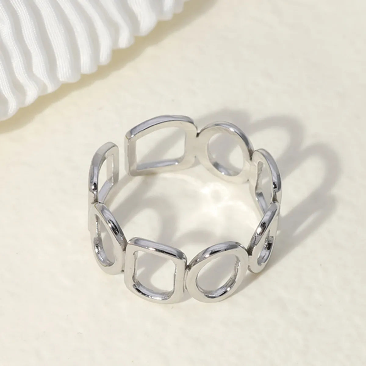 Simple Style Geometric Stainless Steel Plating Open Ring