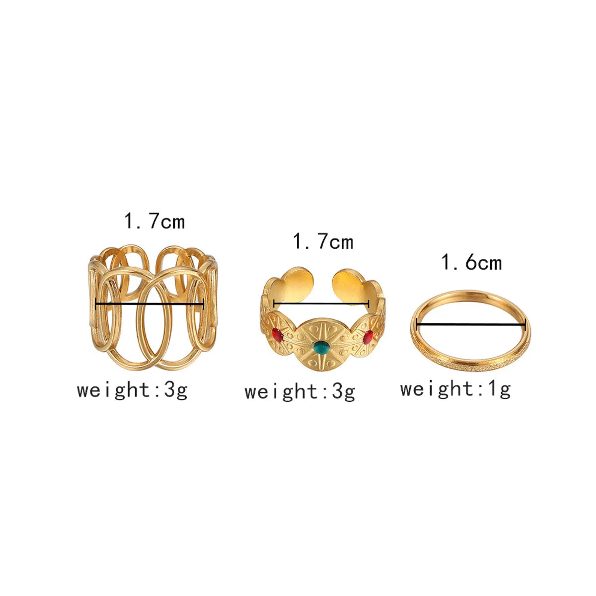 Simple Style Geometric Stainless Steel Plating Open Rings