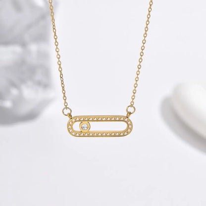 Simple Style Geometric Stainless Steel Polishing Plating Inlay Zircon 14k Gold Plated Necklace