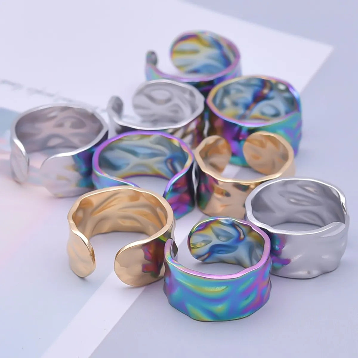 Simple Style Geometric Stainless Steel Polishing Plating Open Rings