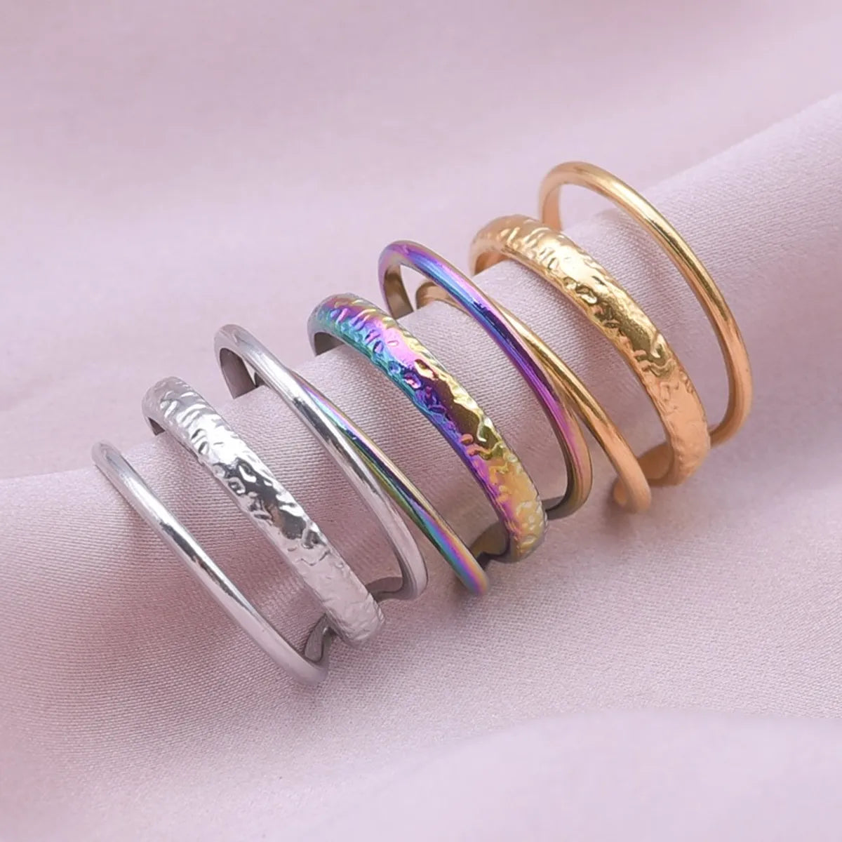 Simple Style Geometric Stainless Steel Polishing Plating Open Rings