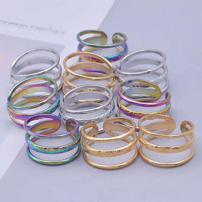 Simple Style Geometric Stainless Steel Polishing Plating Open Rings