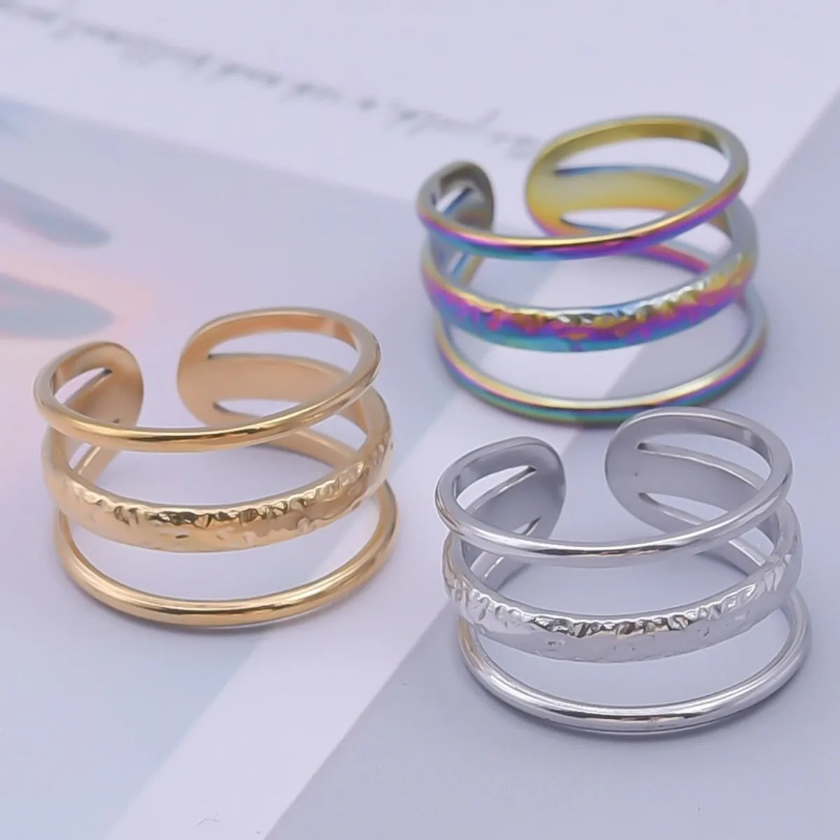 Simple Style Geometric Stainless Steel Polishing Plating Open Rings