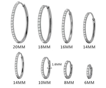 Simple Style Geometric Stainless Steel Rhinestones Hoop Earrings 1 Pair