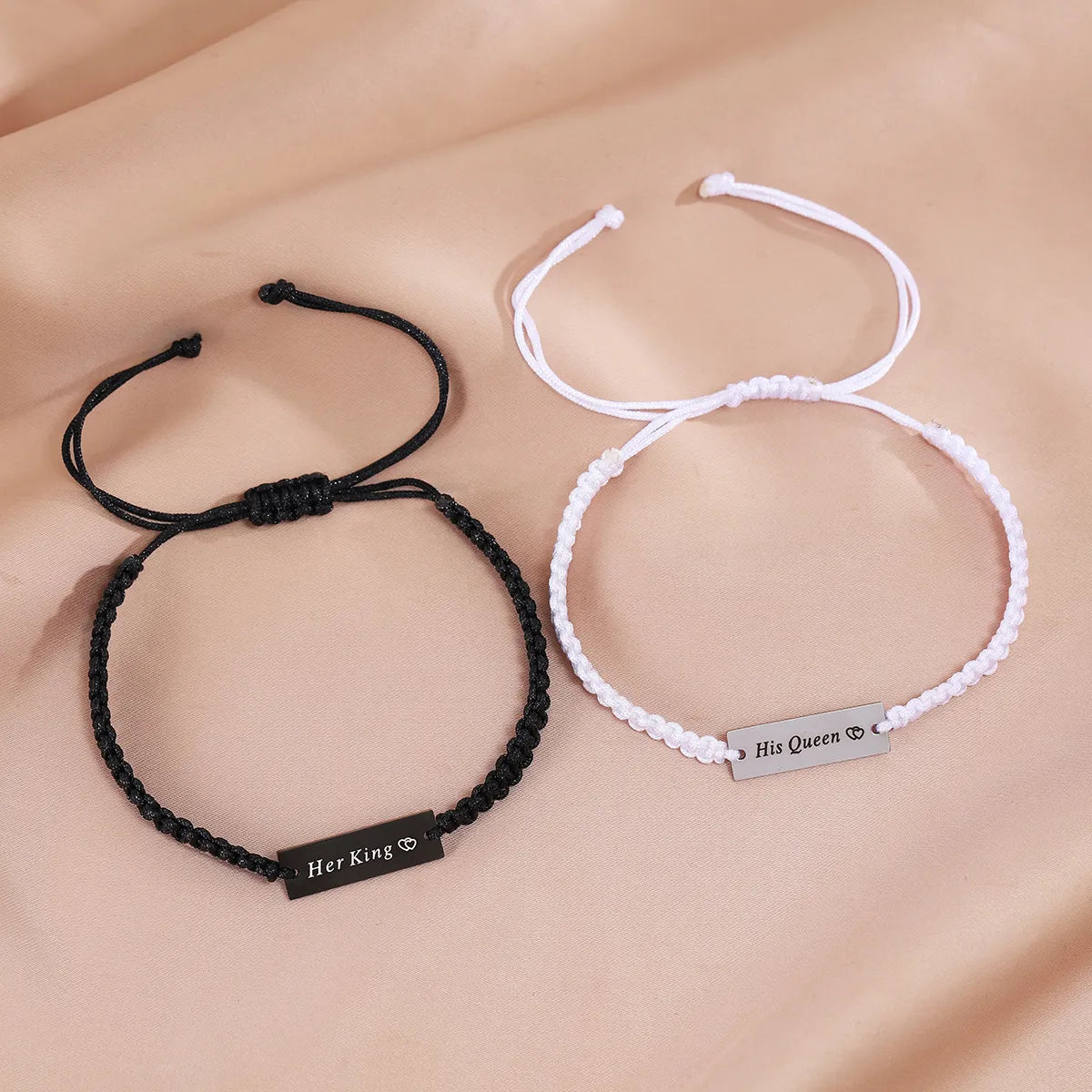 Simple Style Geometric Stainless Steel Rope Couple Drawstring Bracelets