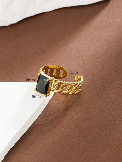 Simple Style Geometric Stainless Steel Zircon 18k Gold Plated Open Rings