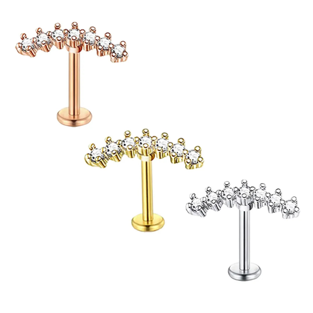 Simple Style Geometric Stainless Steel Zircon Ear Studs 1 Piece