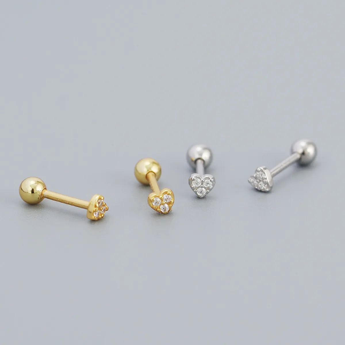 Simple Style Geometric Plating Metal Sterling Silver Rhinestones Ear Studs