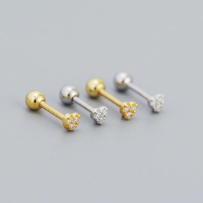 Simple Style Geometric Plating Metal Sterling Silver Rhinestones Ear Studs