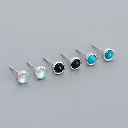 Simple Style Geometric Plating Sterling Silver Turquoise Ear Studs