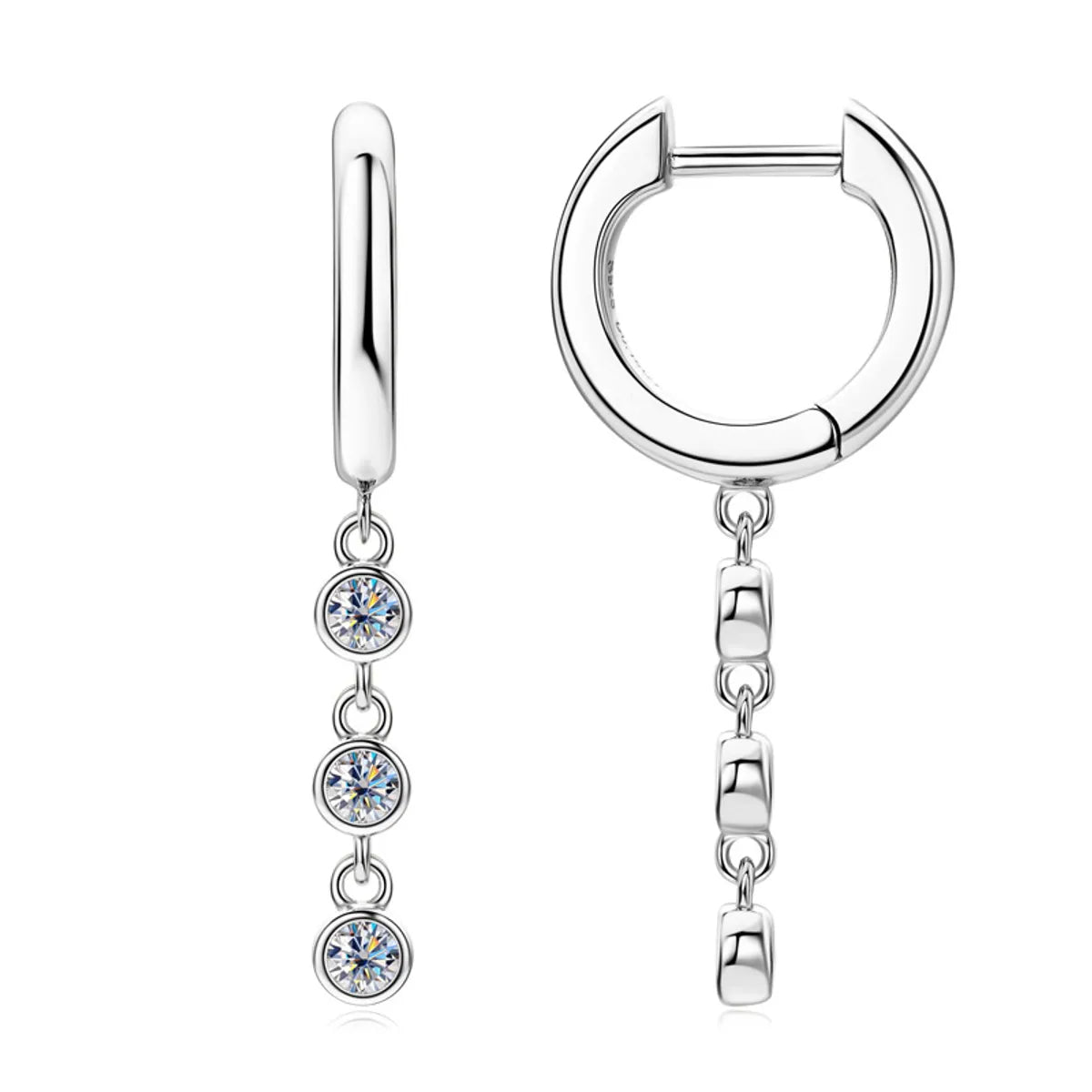 Simple Style Geometric Sterling Silver Gra Plating Inlay Moissanite Drop Earrings